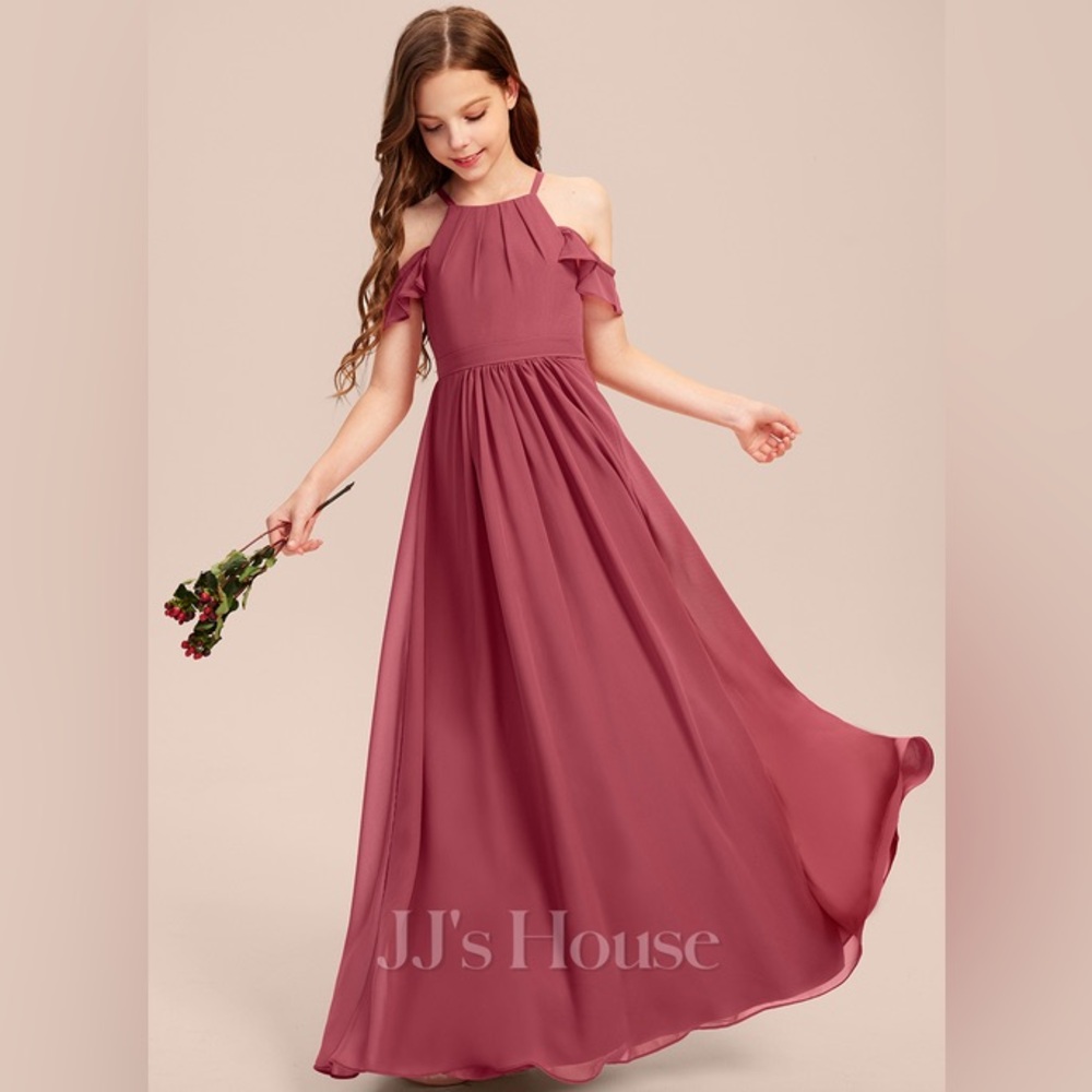 JJ’s House Girl’s A-line Halter Floor-Length Chiffon Junior Bridesmaid Dress